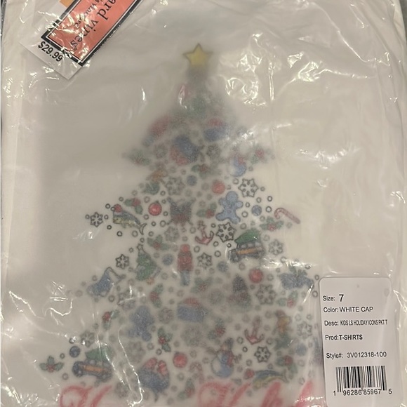 COPY - Vineyard Vines Kid’s Christmas Holiday Icons Tree White L/S Size 7 T-Shi… - Picture 6 of 6